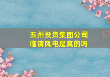 五州投资集团公司临清风电是真的吗