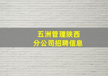 五洲管理陕西分公司招聘信息