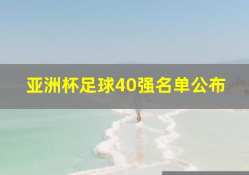 亚洲杯足球40强名单公布