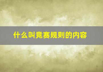 什么叫竞赛规则的内容