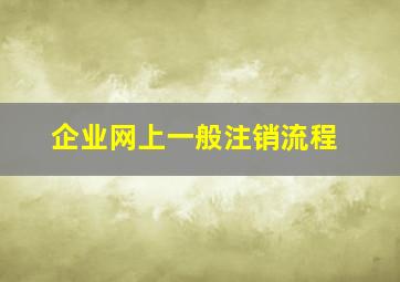 企业网上一般注销流程