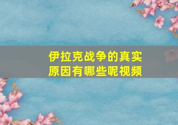 伊拉克战争的真实原因有哪些呢视频