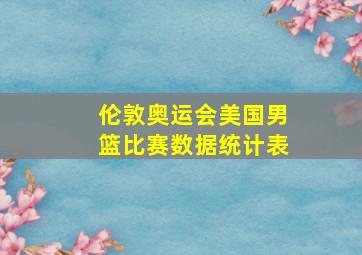 伦敦奥运会美国男篮比赛数据统计表