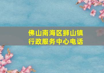 佛山南海区狮山镇行政服务中心电话