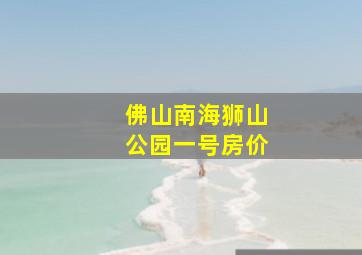 佛山南海狮山公园一号房价