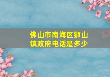 佛山市南海区狮山镇政府电话是多少