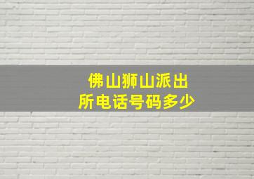 佛山狮山派出所电话号码多少