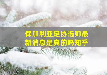 保加利亚足协选帅最新消息是真的吗知乎