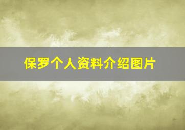 保罗个人资料介绍图片