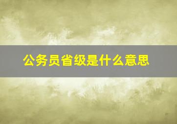 公务员省级是什么意思