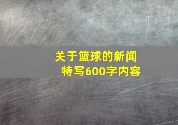 关于篮球的新闻特写600字内容