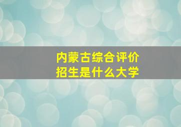 内蒙古综合评价招生是什么大学