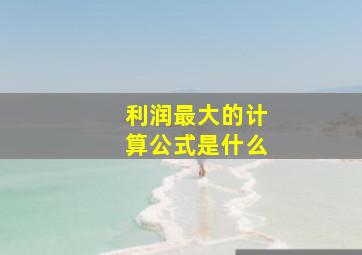 利润最大的计算公式是什么