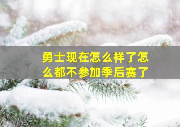 勇士现在怎么样了怎么都不参加季后赛了