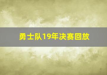 勇士队19年决赛回放