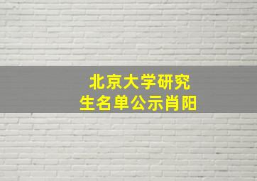 北京大学研究生名单公示肖阳