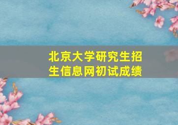 北京大学研究生招生信息网初试成绩