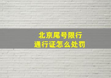 北京尾号限行通行证怎么处罚