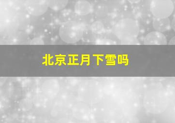 北京正月下雪吗