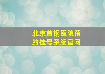 北京首钢医院预约挂号系统官网