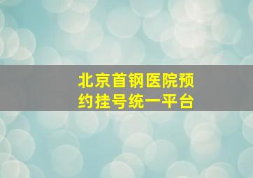 北京首钢医院预约挂号统一平台