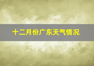 十二月份广东天气情况