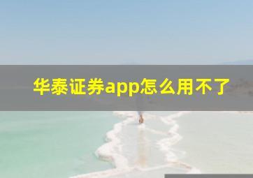 华泰证券app怎么用不了