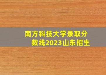 南方科技大学录取分数线2023山东招生