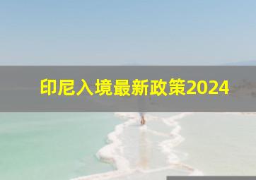 印尼入境最新政策2024