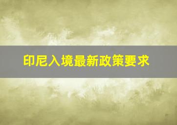 印尼入境最新政策要求