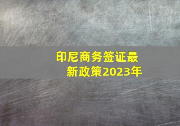 印尼商务签证最新政策2023年