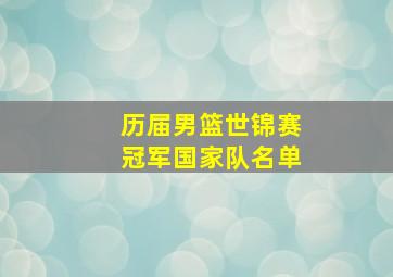 历届男篮世锦赛冠军国家队名单