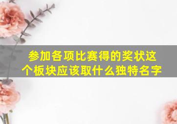 参加各项比赛得的奖状这个板块应该取什么独特名字