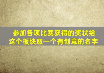 参加各项比赛获得的奖状给这个板块取一个有创意的名字