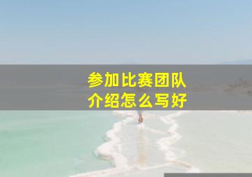 参加比赛团队介绍怎么写好