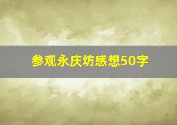 参观永庆坊感想50字