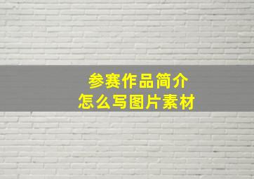 参赛作品简介怎么写图片素材