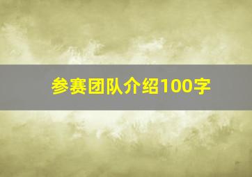 参赛团队介绍100字