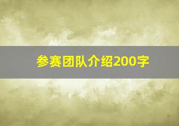 参赛团队介绍200字