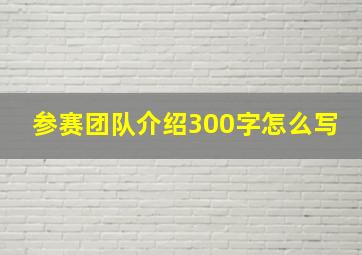 参赛团队介绍300字怎么写