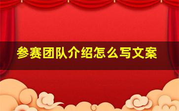 参赛团队介绍怎么写文案