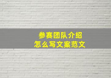 参赛团队介绍怎么写文案范文