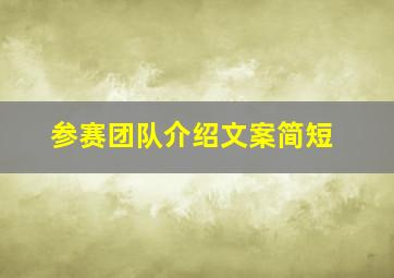 参赛团队介绍文案简短