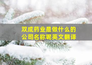 双成药业是做什么的公司名称呢英文翻译