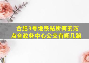 合肥3号地铁站所有的站点合政务中心公交有哪几路