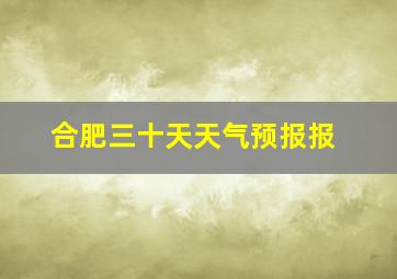 合肥三十天天气预报报