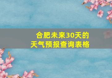 合肥未来30天的天气预报查询表格