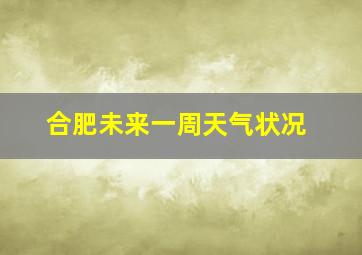 合肥未来一周天气状况