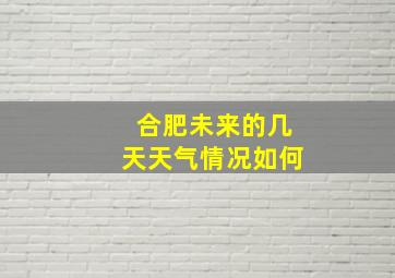 合肥未来的几天天气情况如何