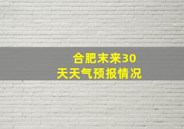 合肥末来30天天气预报情况